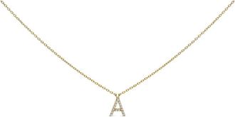 House of Brilliance 10K Yellow Gold Diamond Accent A-Z Block Initial Pendant Necklace in Yellow Gold | A at Nordstrom