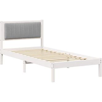 vidaXL Estructura De Cama Con Cabecera Tapizada Gris Claro 90 X 200 Cm Vidaxl