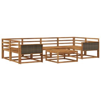 vidaXL Conjunto De Sof&aacute;s De Exterior 7 Pcs Natural Vidaxl