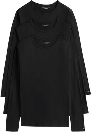 Tommy Hilfiger Mens 3 Pack Basic Long Sleeve Tops, Black (Black/Black/Black), XXL