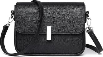 Generic Cowhide Leather Shoulder Bag For Women, Single Strap Handbag, Ladies Crossbody Purse With Multiple Pockets, Durable(Black)