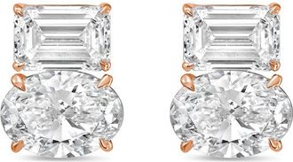Diana M. Jewels 14kt rose gold 12.00 cts emerald and oval diamond earrings