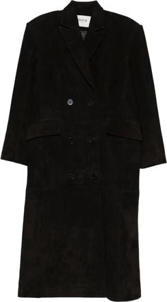 Ducie Aggie double-breasted leather coat - Black