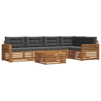 vidaXL Conjunto De Sof&aacute;s De Exterior 6 Pcs Natural Y Antracita Vidaxl