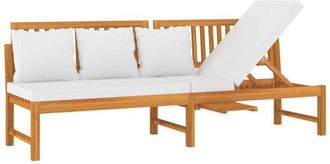 vidaXL Sof&aacute; Cama Con Coj&iacute;n Madera Maciza Acacia Crema 200x60x75 Cm Vidaxl