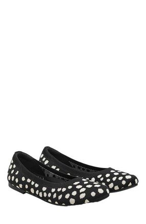 Vivaia Round-Toe Flats in Black Ivory Dots at Nordstrom, Size 5.5