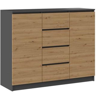 Topeshop Parme 140 - Cassettiera 2 ante + 4 cassetti stile moderno - Dimensioni 97x140x40 cm - Mobile contenitore