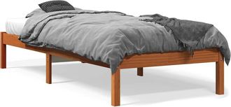 vidaXL Giroletto Senza Materasso Marrone Cera 90x200 Cm Massello Pino Vidaxl
