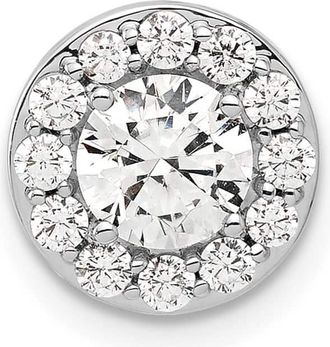 Diamond2Deal 14K White Gold Lab Grown Diamond Round Halo Chain Slide Pendant (1ct, VS, G-H)