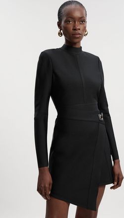 Karen Millen Womens Figure Form Bandage Asymmetric Knit Mini Dress - Black - Size Medium