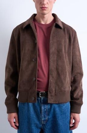 Topman Faux Suede Harrington Jacket in Brown at Nordstrom Rack, Size Small