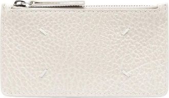 Maison Margiela Leren Portemonnee met Ritssluiting - unisex - Portefeuilles - Wit - ONE Size - Leer - Accessoires