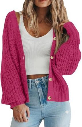 Cardigan Femme 2026 – Col Rond Boutonné – Tricot Ouvert Devant – Pull Léger Décontracté