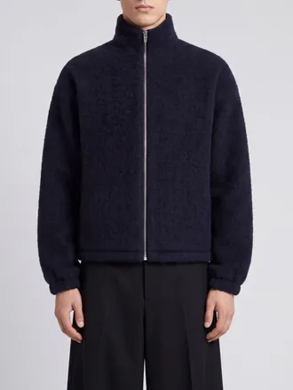 Jil Sander Short Wool-Blend Coat with Zip Closure and High Neck