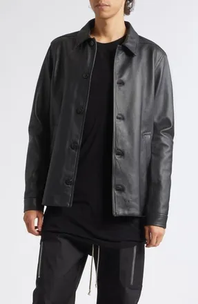 Rick Owens Brad Leather Jacket in Black at Nordstrom, Size 52