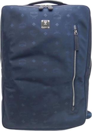 MCM Pre-owned Backpacks, female, Blue, Size: ONE SIZE Pre-owned Visetos Backpack