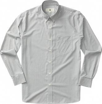 Duck Head Mens Long Sleeves Walton Performance Gingham Shirt In Ultimate Grey