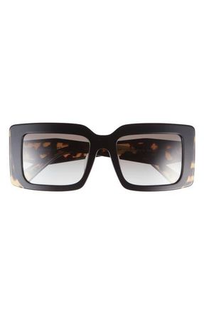 Prada 53mm Rectangular Sunglasses in Black/Tortoise /Grey at Nordstrom