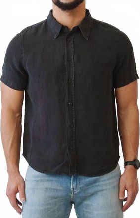 Citizens Of Humanity Linen Short Sleeve Shirt In Black