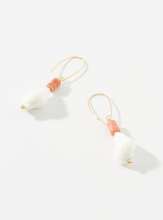 Simons Womens Stone and seashell long earrings