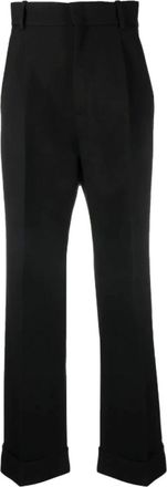Gucci Wide Trousers, female, Black, Size: S Tailored Wide-Leg Wool Trousers