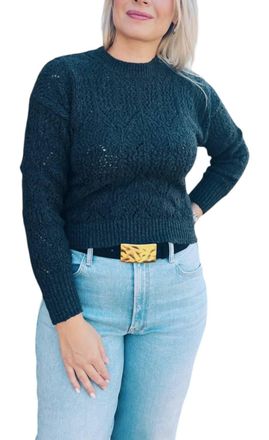 Autumn Cashmere Boxy Pointelle Crew Sweater In Charcoal
