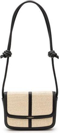 La Portegna Luc&iacute;a Jute Bag With Leather Details in White at Nordstrom