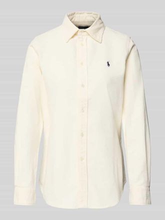 Polo Ralph Lauren Slim Fit Hemdbluse aus Cord mit Label-Stitching in Beige, Gr&ouml;&szlig;e 42