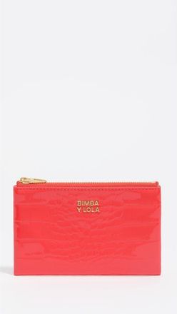 Bimba & Lola Shiny textured coin purse in Bright Coral at Nordstrom