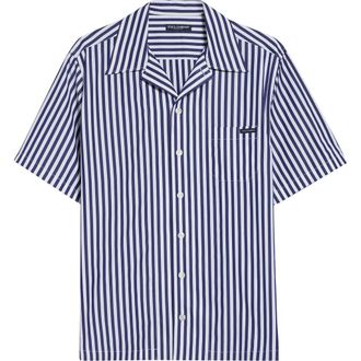 Dolce & Gabbana Stripe Short Sleeve Poplin Button-Up Shirt in S8056 Rigato at Nordstrom, Size 39