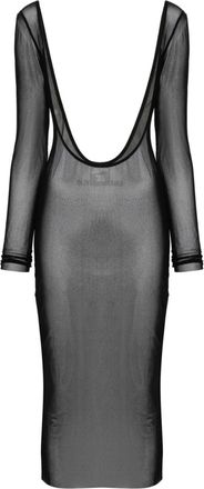 Jean Paul Gaultier flocked-logo mesh midi dress - women - Polyamide - S - Black