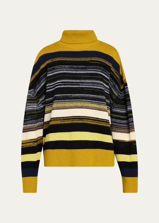 Zankov Junko Striped Merinno Wool-Cashmere Turtleneck Sweater