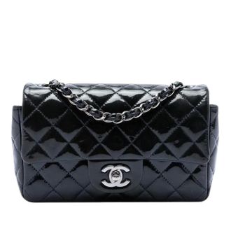 Chanel Pre-owned Quilted Patent Leather Crossbody Bag - Dames - Pre-owned - Zwart - Maat: ONE Size Leer