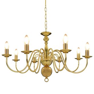 Berkfield Home Chandelier Golden 8 x E14 Bulbs in Gold