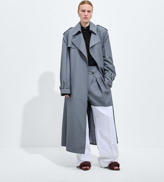 Bottega Veneta Trench in lana e mohair - Blu - Donna - 36