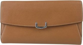 Cartier C De Cartier Brown Leather Long Wallet (Bi-Fold) (Pre-Owned)