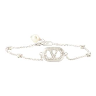 Valentino Garavani VLogo Kralen Kristal Armband - Dames - Armbanden - Grijs - M - Accessoires