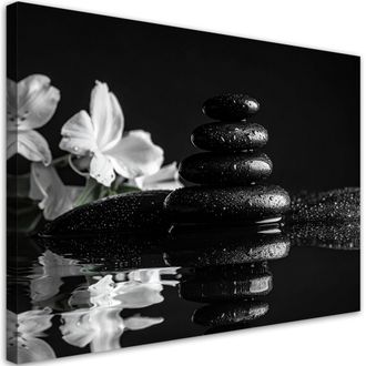 Feeby Impresi&oacute;n De Imagen, Piedras Negras Flores Blancas Spa Zen, 100x70