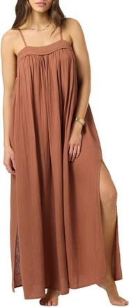 O'Neill Sai Saltwater Solids Cover-Up Cotton Maxi Dress in Carob Brown at Nordstrom, Size X-Small
