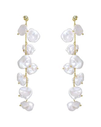 Genevive 14K Over Silver Freshwater Pearl Earrings