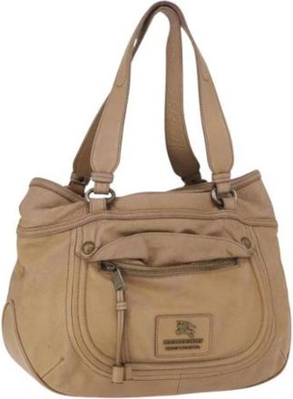 Burberry Pre-owned Lederen Handtas - Dames - Vintage Handtas - Beige - ONE Size - Leer - Vintage