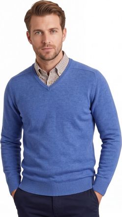William Lockie trui William Lockie blauw wijde fit lamswol