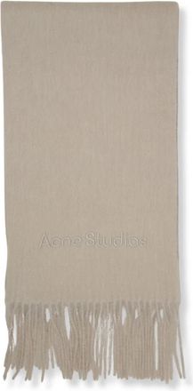 Acne Studios Alpaca Wool Logo Scarf - Heren - Wintersjaals - Grijs - ONE Size - Wol - Accessoires