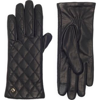 Kate Spade New York quilted spade leather gloves in Black at Nordstrom Rack, Size Medium