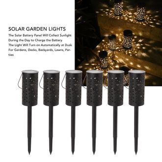 OEM Juego De 6 Luces Solares Led Para Jard&iacute;n Con Bases De Hierro E Iluminaci&oacute;n Autom&aacute;tica Para Caminos Y Patios