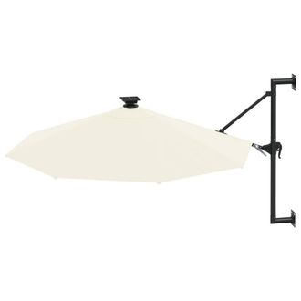 Berkfield Home Elegant Wall-mounted Parasol with LEDs & Metal Pole 300 cm Sand in Beige