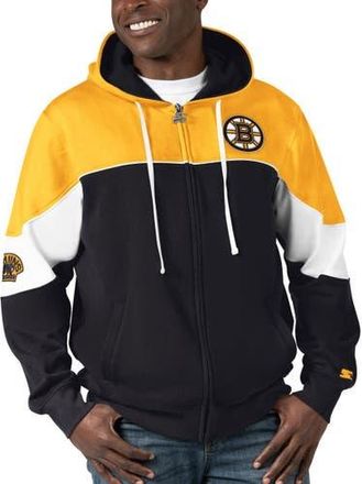 Starter Mens Starter Black/Gold Boston Bruins Power Forward Full-Zip Hoodie at Nordstrom, Size Medium
