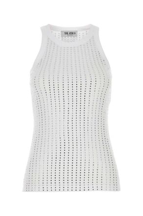 The Attico White Round Neck Top