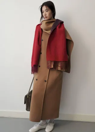 Mango Sciarpa 100% lana double face rosso - Donna - Taglia unica - MANGO