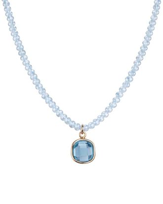Jewelmak 14K Blue Topaz Necklace